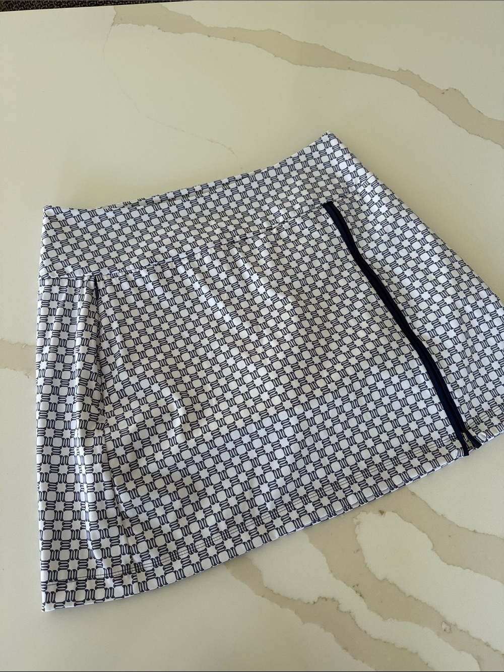 Kinona Navy & White Geometric Golf Skort with Side Zip